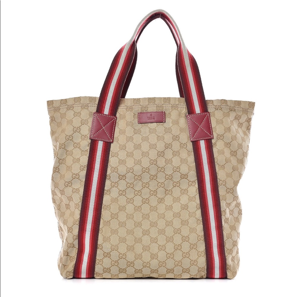 Authentic Gucci GG jacquard Web Stripe Tote